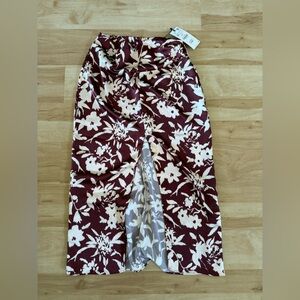 Zara Burgundy and White Floral Skirt